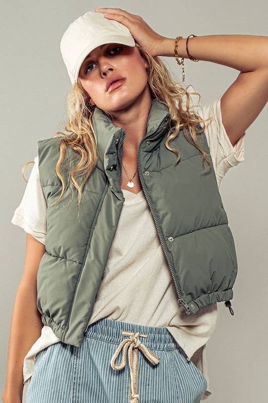 Urban Daizy Essential Puffer Down Vest with Adjustable Hem Black Outerwear Vest - Women's (UDZ-OT-00272) – alternate view 13