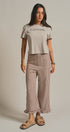 Gingham Ruffle Hem Cropped Wide Leg Pants in Brown in BROWN - Women's Casual Pants | Urban Daizy