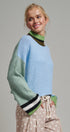 Paneled Hues Knit Sweater in BLUE SAGE - Women's Sweaters | Urban Daizy
