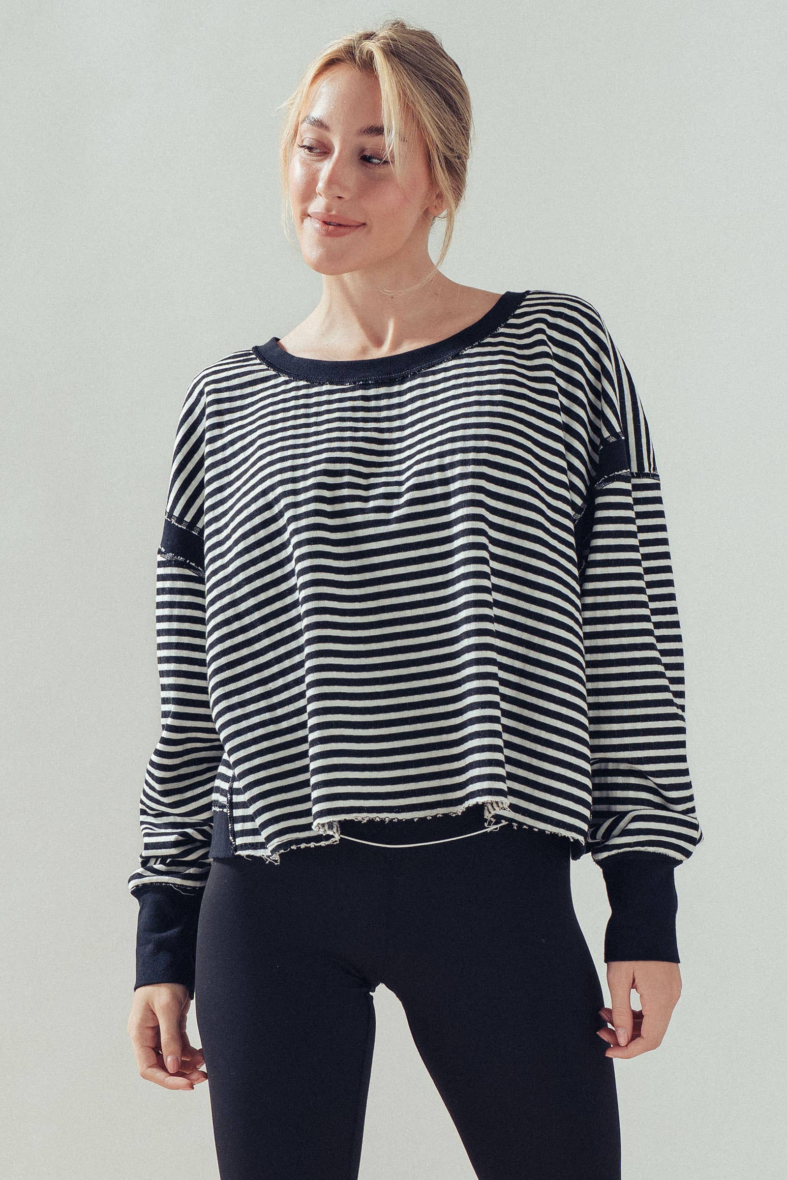 Reversible Textured Check Long Sleeve Pullover