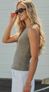 Beaded Neckline Rib Tank in GREY - Women's Tops | Urban Daizy