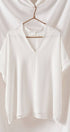 Urban Daizy Relaxed V-Neck Top with Folded Sleeves Ivory Blouse - Women's (UDZ-TP-00570)