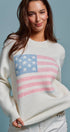 Urban Daizy Vintage Flag Graphic Relaxed Soft Knit Sweater Ivory Cardigan - Women's (TNTP4028-Ivory) – alternate view 2