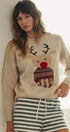Rudolph Crewneck Knit Sweater in TAUPE	 - Women's Sweaters | Urban Daizy