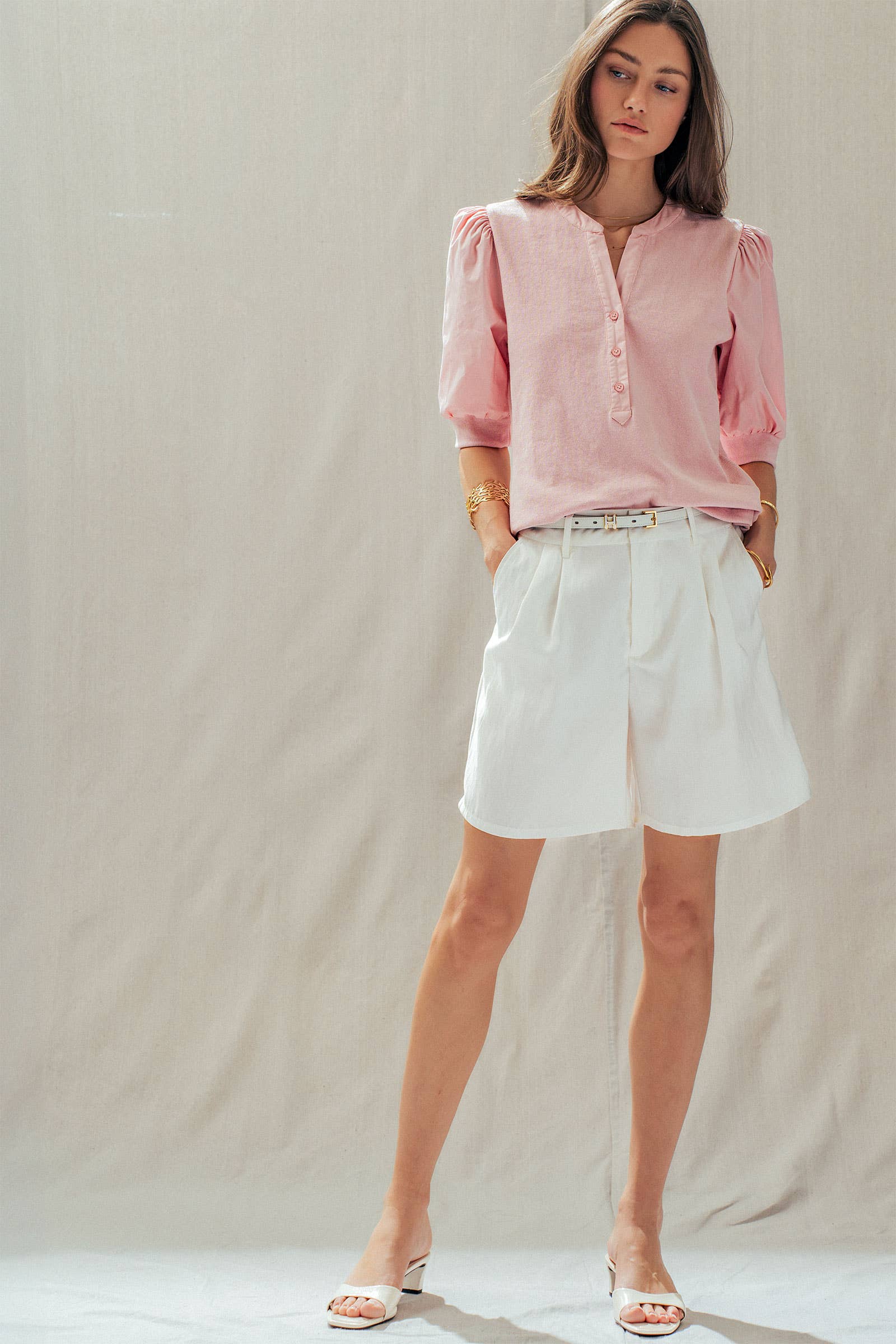 Puff Sleeve Henley Top