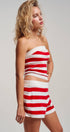 Urban Daizy Retro Striped Knit Bandeau & Shorts Co-ord Set Ivory-Navy Lounge Set - Women's (UDST0149-Ivory-Navy) – alternate view 5