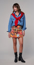 Travel Patch Print Mini Skirt in Italian Summer Vacation in MULTI - Women's Mini Skirts | Urban Daizy