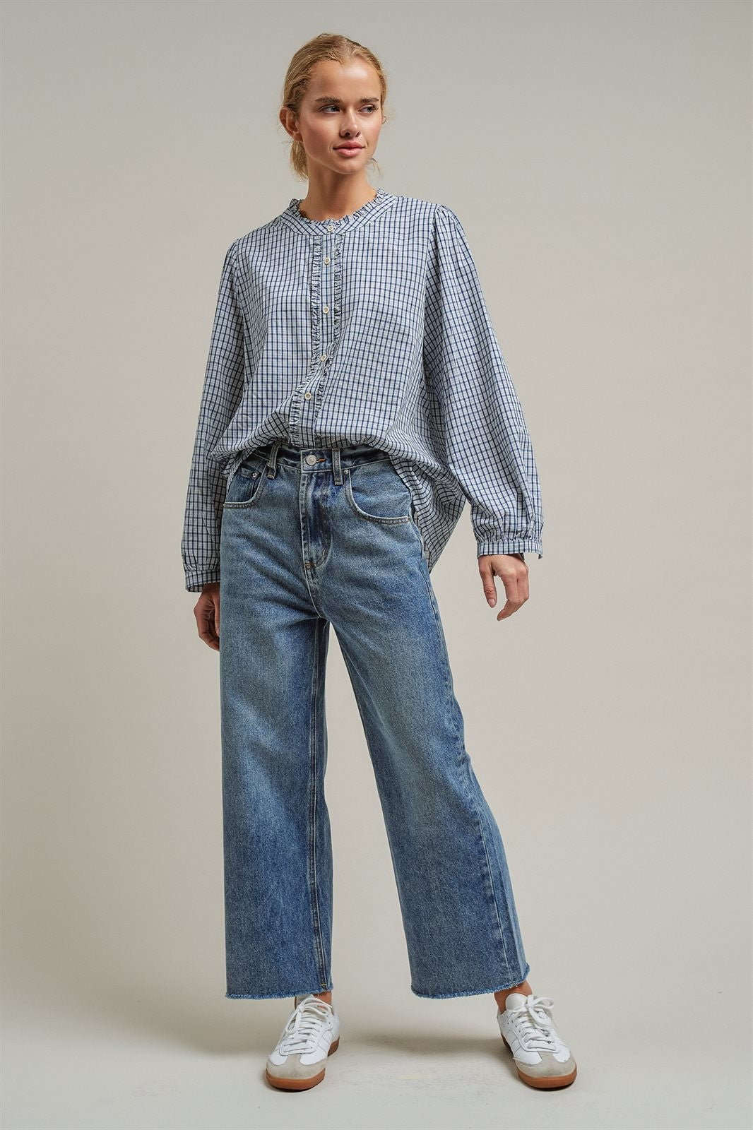 Wide Leg High Waist Denim Jeans in DENIM - Women's Straight Jeans | Urban Daizy
