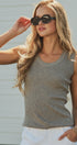 Beaded Neckline Rib Tank in GREY - Women's Tops | Urban Daizy