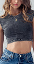 Urban Daizy Ribbed Knit Crop Short Sleeve Fitted Casual Spring Top Blue Knit Top - Women's (UDZ-TP-00081) – alternate view 11