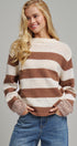 Striped Oversized Chunky Knit Sweater in BROWN - Women's Sweaters | Urban Daizy