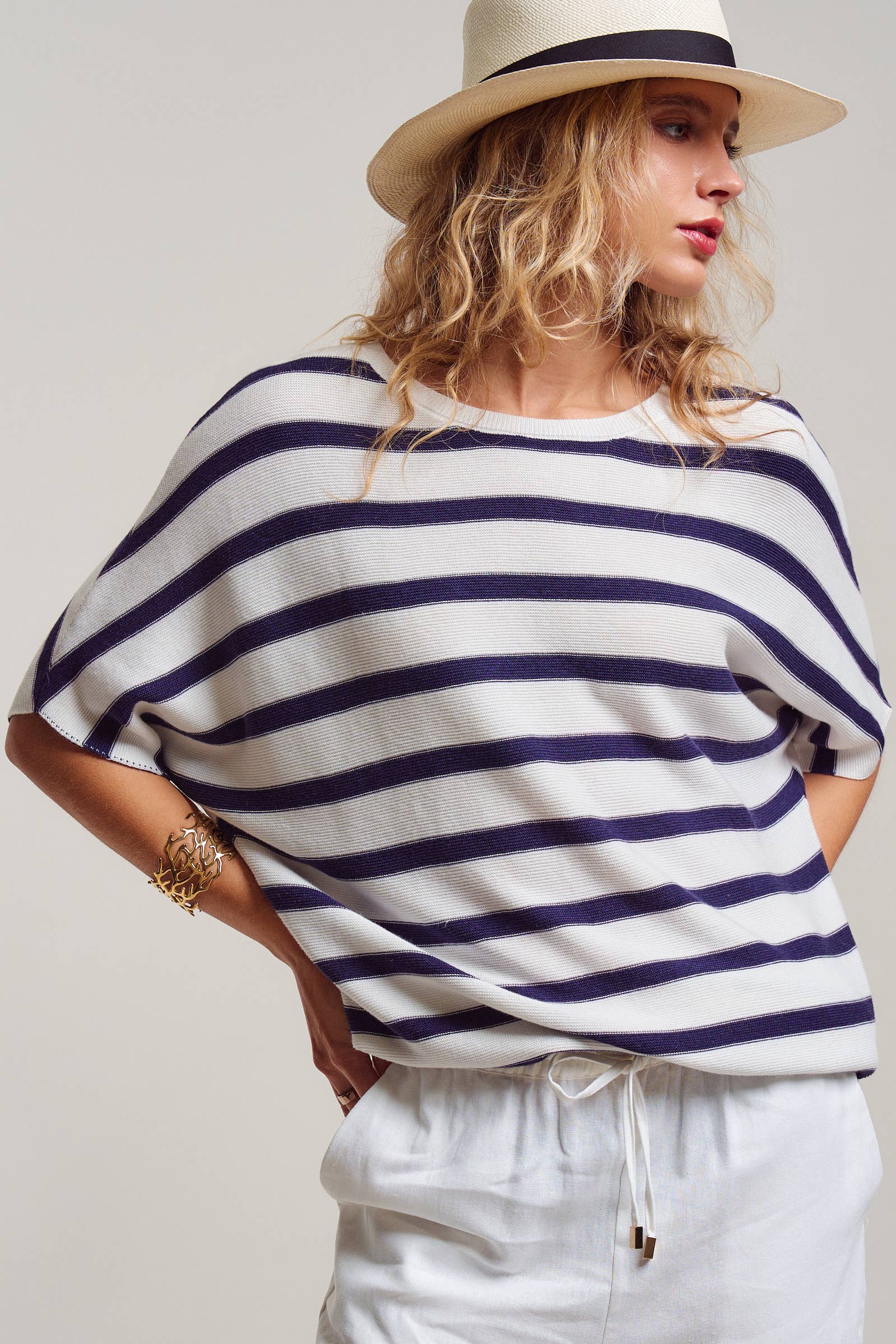 Relaxed Dolman Sleeve Knit Sweater Top