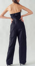Urban Daizy Strapless Wide Leg Cargo Pocket Artisanal Jumpsuit Moss Jumpsuit - Women's (UDZ-JR-00002) – alternate view 14