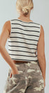 Urban Daizy Striped Tie-Front Cropped Knit Top Black White Knit Top - Women's (UDZ-TP-00750) – alternate view 6
