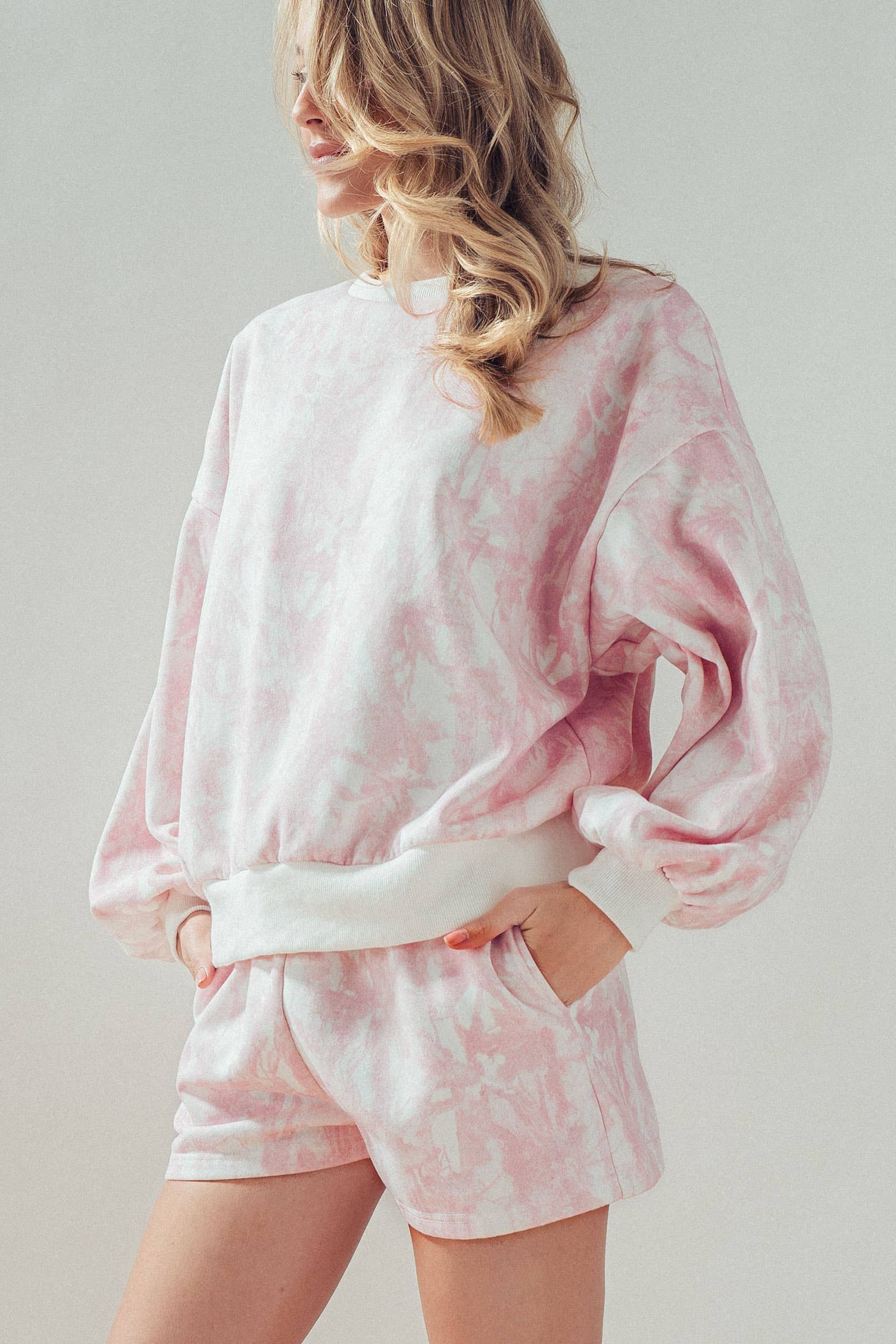 Relaxed Leaf Print Lounge Sweatshirt Set