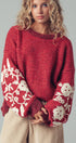 Urban Daizy Floral Embroidered Striped Knit Sweater Brown Knit Sweater - Women's (UDZ-TP-00814) – alternate view 7