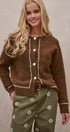 Wool Blend Sweater Cardigan with Statement Buttons in BROWN - Women's Cardigans & Shrugs | Urban Daizy