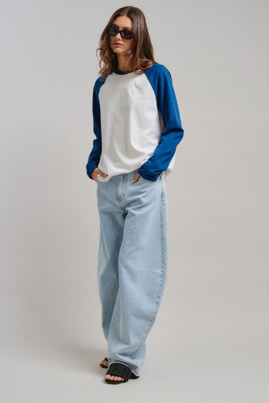 All-Star Vintage Baseball Tee in BLUE - Women's T-Shirts & Polos | Urban Daizy