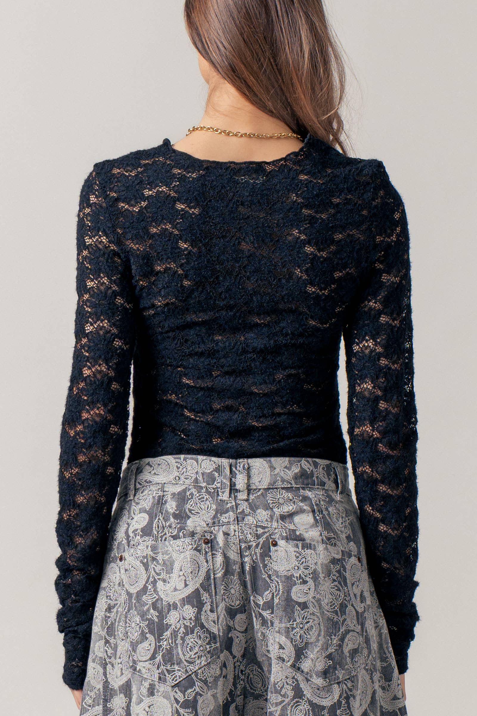 Romantic Floral Stretch Lace Layering Top