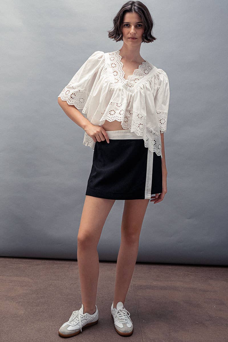Urban Daizy Asymmetric Waistband Contrast Mini Skirt Black Skirt - Women's (UDZ-SK-00126) – alternate view 13