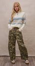 Fair Isle Quarter Zip Sweater Wool Blend with Leather Pull T in IVORY - Women's Cardigans & Shrugs | Urban Daizy