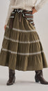Embroidered Tiered Cotton Maxi Skirt | wholesale skirts | Urban Daizy