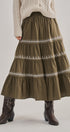 Embroidered Tiered Cotton Maxi Skirt | wholesale skirts | Urban Daizy