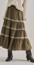 Embroidered Tiered Cotton Maxi Skirt | wholesale skirts | Urban Daizy