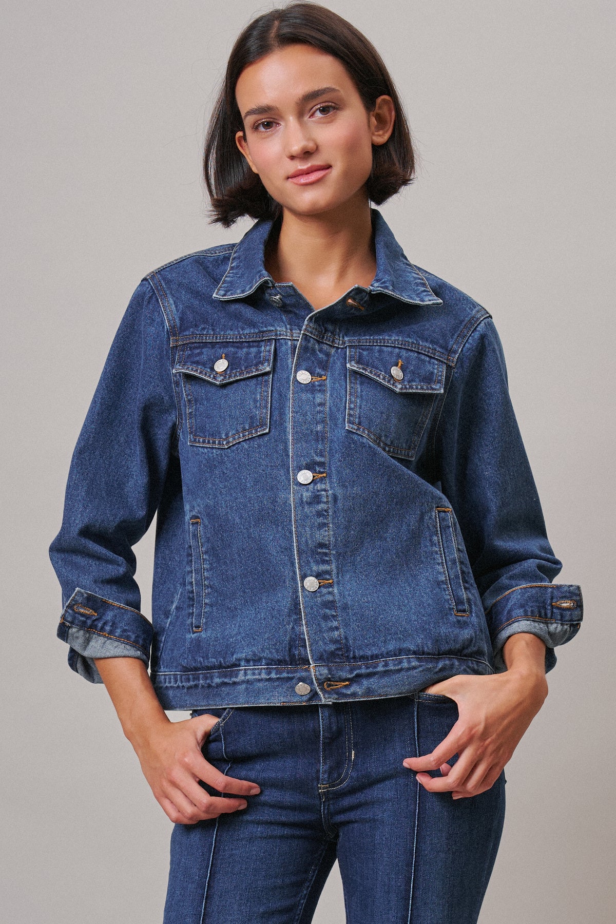 American Flag Patch Denim Trucker Jacket