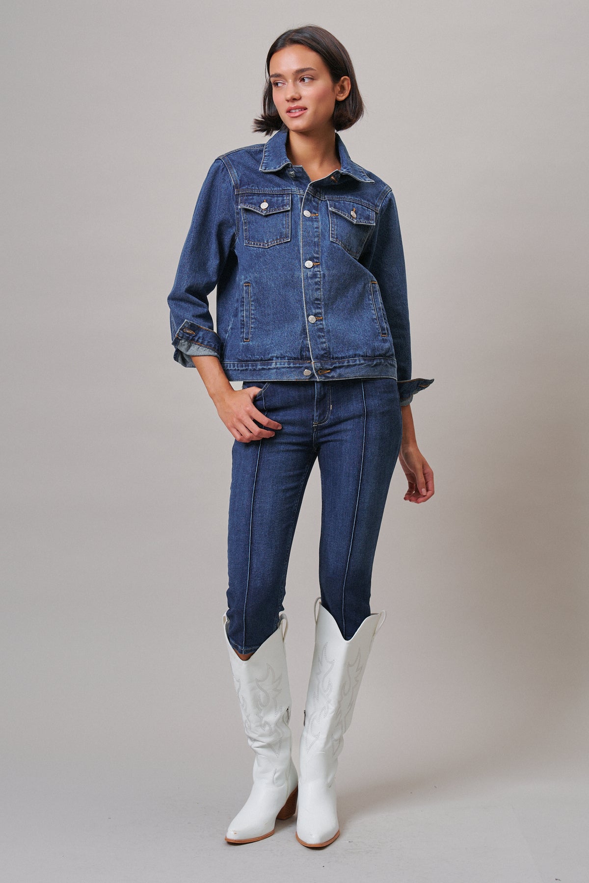 American Flag Patch Denim Trucker Jacket