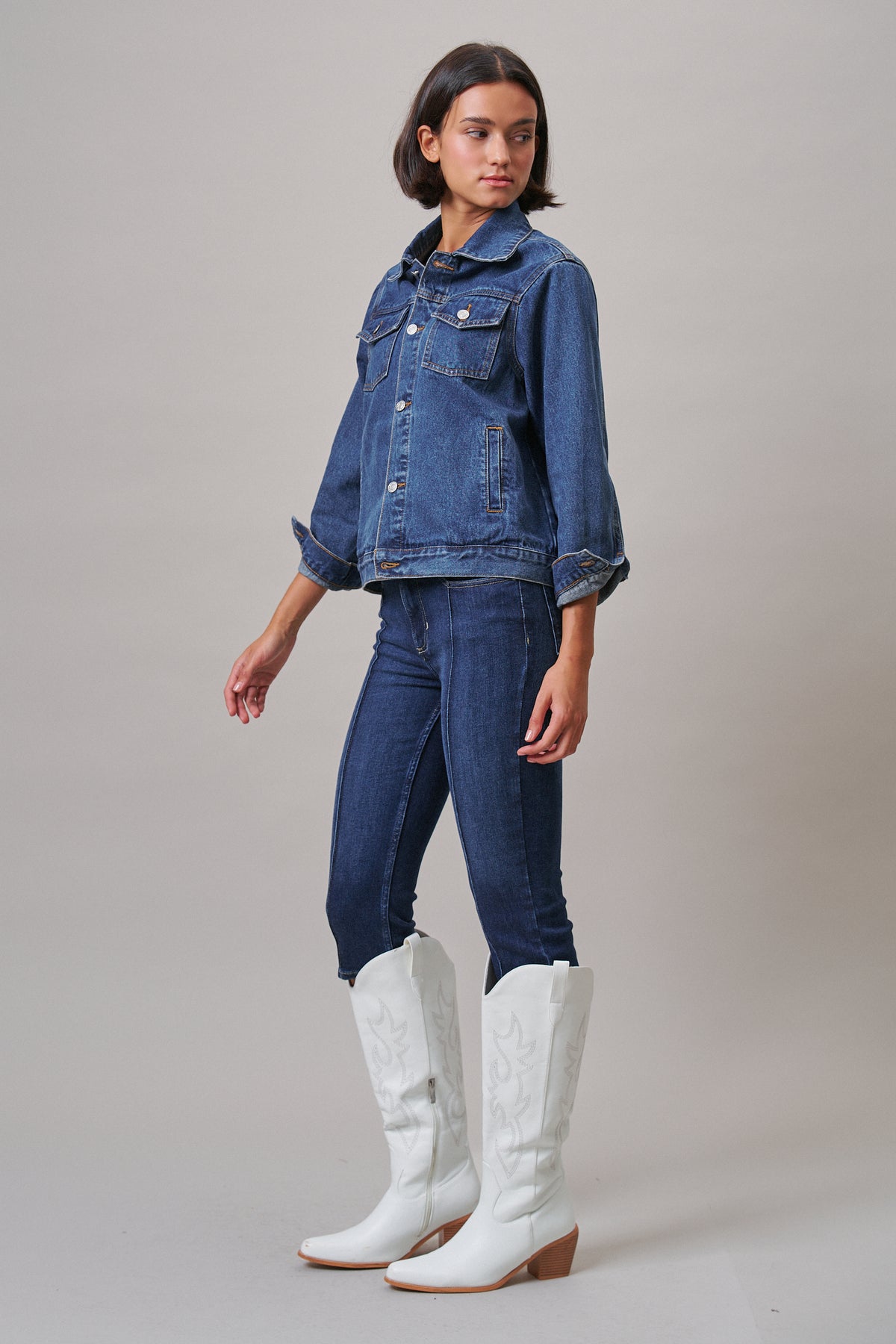 American Flag Patch Denim Trucker Jacket