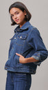 American Flag Patch Denim Trucker Jacket