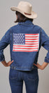 American Flag Patch Denim Trucker Jacket