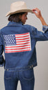 American Flag Patch Denim Trucker Jacket