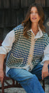 Popcorn Knit Button Front Sweater Vest Wool Blend in GREEN - Women's Sweater Vests | Urban Daizy
