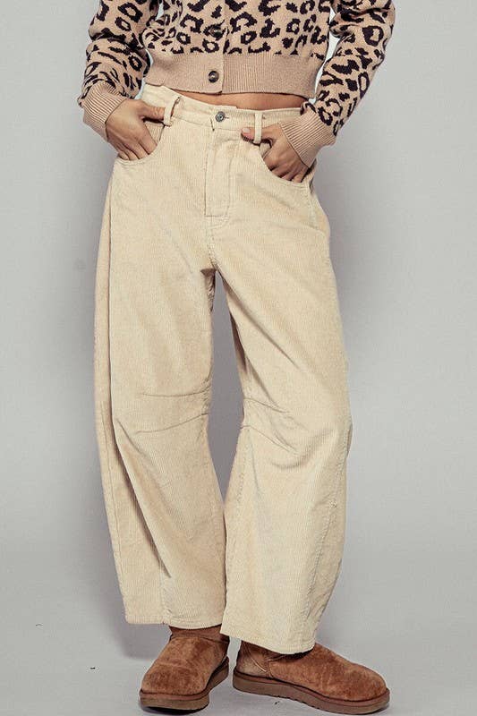 Urban Daizy Inseam Stitch Detail Corduroy Barrel Jeans Brown Pants - Women's (UDZ-PT-00313) – alternate view 14
