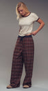 Urban Daizy Plaid Wide-Leg Lounge Pants Brown-Multi Lounge Sweatpants/Joggers - Women's (UDZ-KN-00150) – alternate view 16
