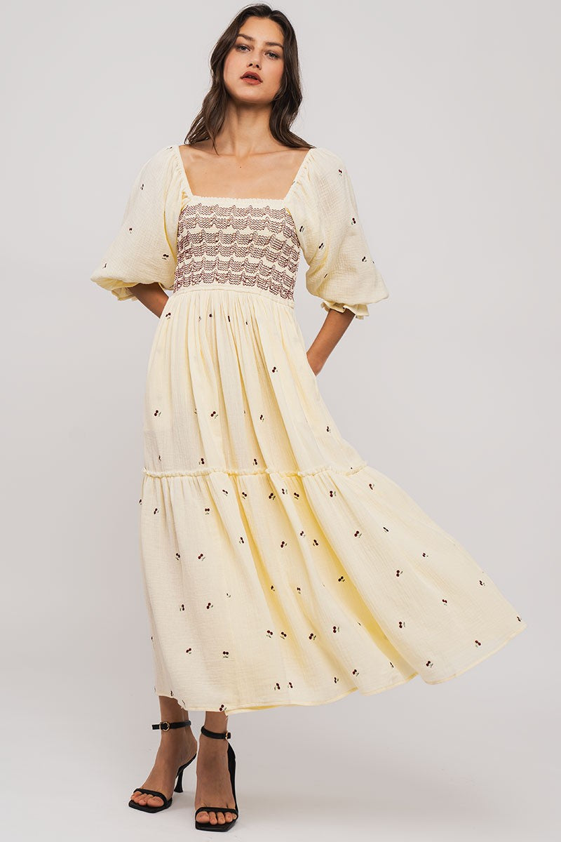 Smocked Floral Tiered Dress