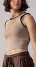 Urban Daizy Scalloped Ribbed Knit Crop Top Khaki Knit Top - Women's (UDZ-TP-00809) – alternate view 6