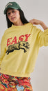 Easy Tiger Graphic Mock Neck Sweatshirt Brushed French Terry in YELLOW - Women's Sweatshirts & Hoodies | Urban Daizy