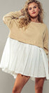 Urban Daizy Pleated Skirt Layered Statement Sweater Dress Rust Dress - Women's (UDZ-DR-00306) – alternate view 3
