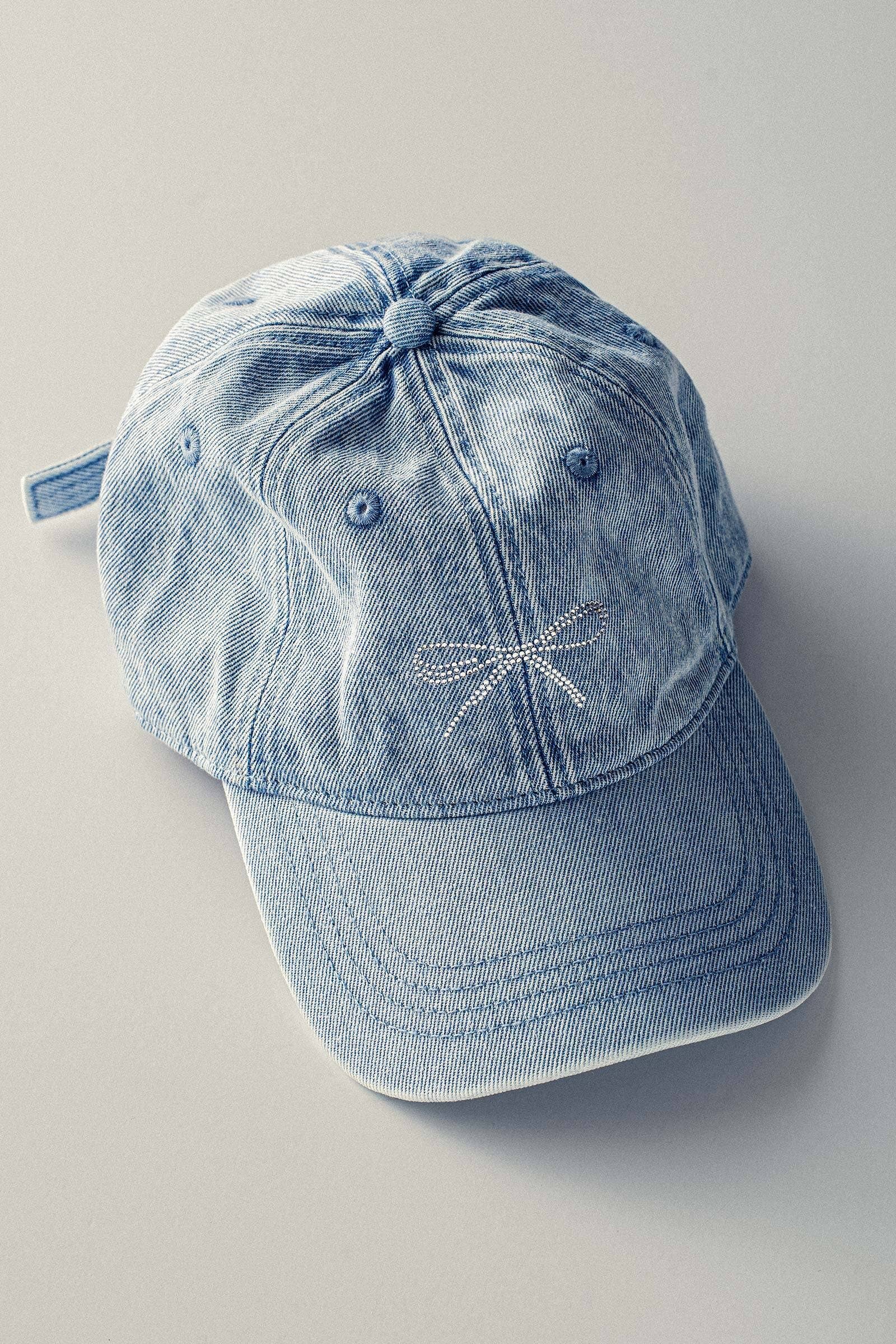 Urban Daizy Crystal Bow Embroidered Denim Baseball Hat Denim Baseball Cap - Women's (UDZ-AC-00115) – alternate view 2