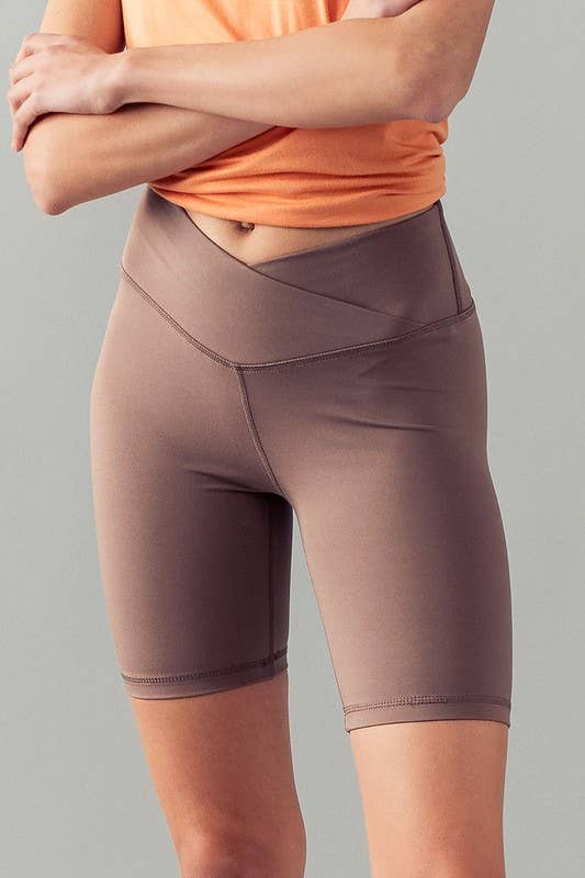 Urban Daizy Cross Front High-Waisted Bike Shorts Candy-Pink Athletic Shorts - Women's (UDZ-PT-00160) – alternate view 4