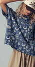Rodeo Charm Print Oversized Tee in BLUE - Women's Graphic T-shirts | Urban Daizy