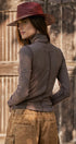 Classic Striped Long Sleeve Turtleneck Top in BROWN - Women's T-Shirts & Polos | Urban Daizy