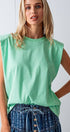 Urban Daizy Padded Shoulder Sleeveless Cotton Muscle Tee Mint T-Shirt - Women's (UDZ-TP-00589)