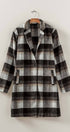Urban Daizy Brushed Plaid Notched Lapel Coat Black Coat - Women's (UDZ-DR-00392)