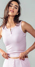 Urban Daizy Ribbed Bamboo Henley Tank Top Black Tank Top - Women's (UDZ-TP-00520) – alternate view 4