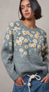 Embossed Floral Knit Sweater in GREY - Women's Sweaters | Urban Daizy