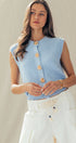 Urban Daizy Textured Knit Vest Seashell Buttons Blue Sweater Vest - Women's (UDZ-KN-01049) – alternate view 16
